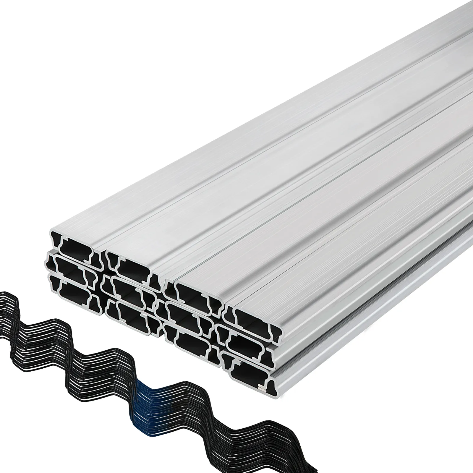 VEVOR spring wire lock channel with aluminum profiles stacked.