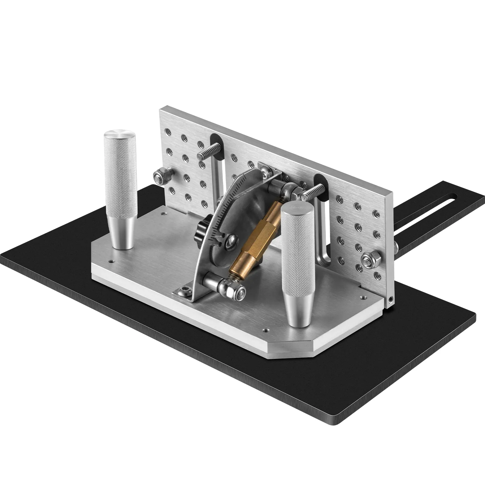 Plantilla de cuchilla para amoladora de banda VEVOR con componentes y mangos de metal ajustables.
