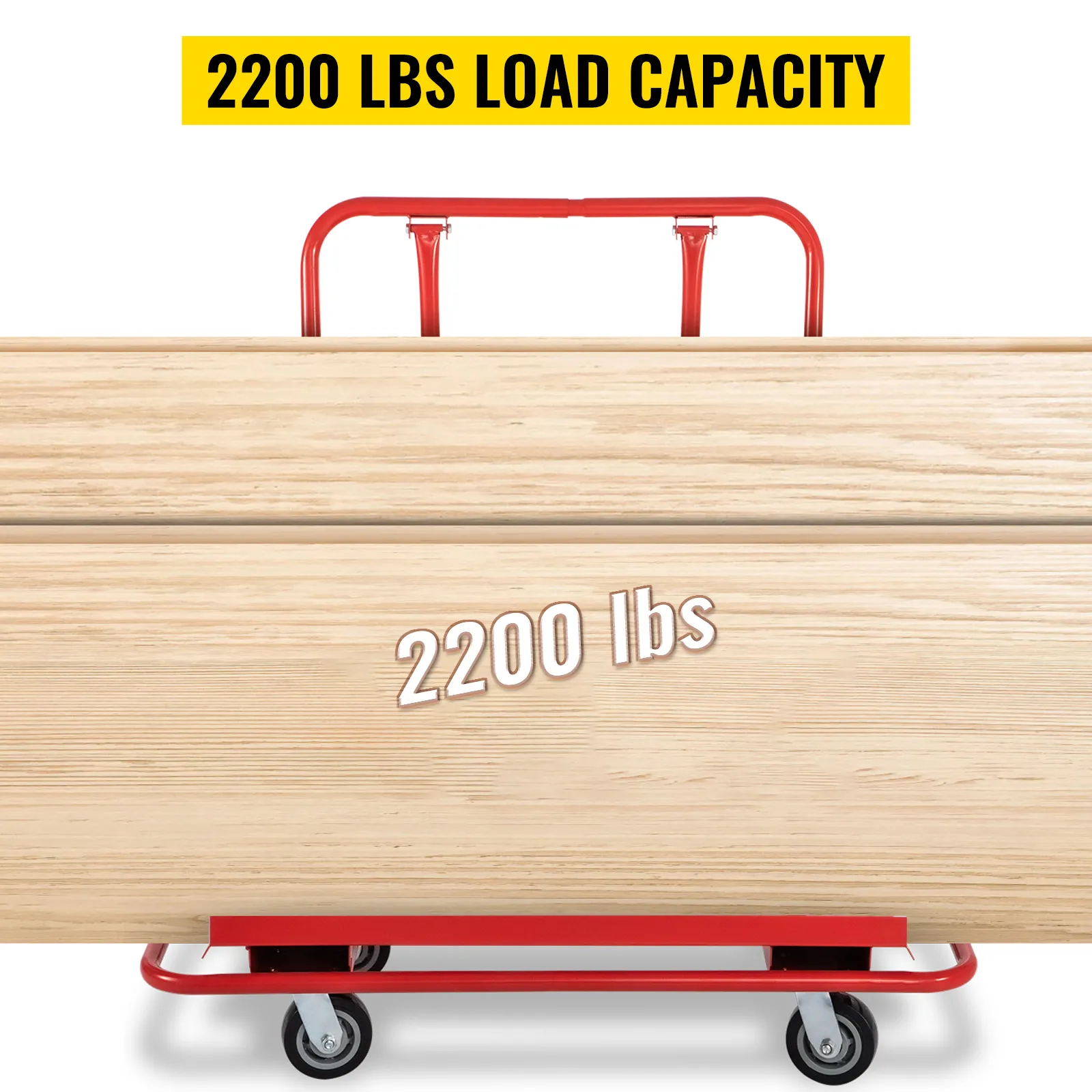 VEVOR drywall cart with red frame, capable of holding up to 2200 lbs load, on caster wheels