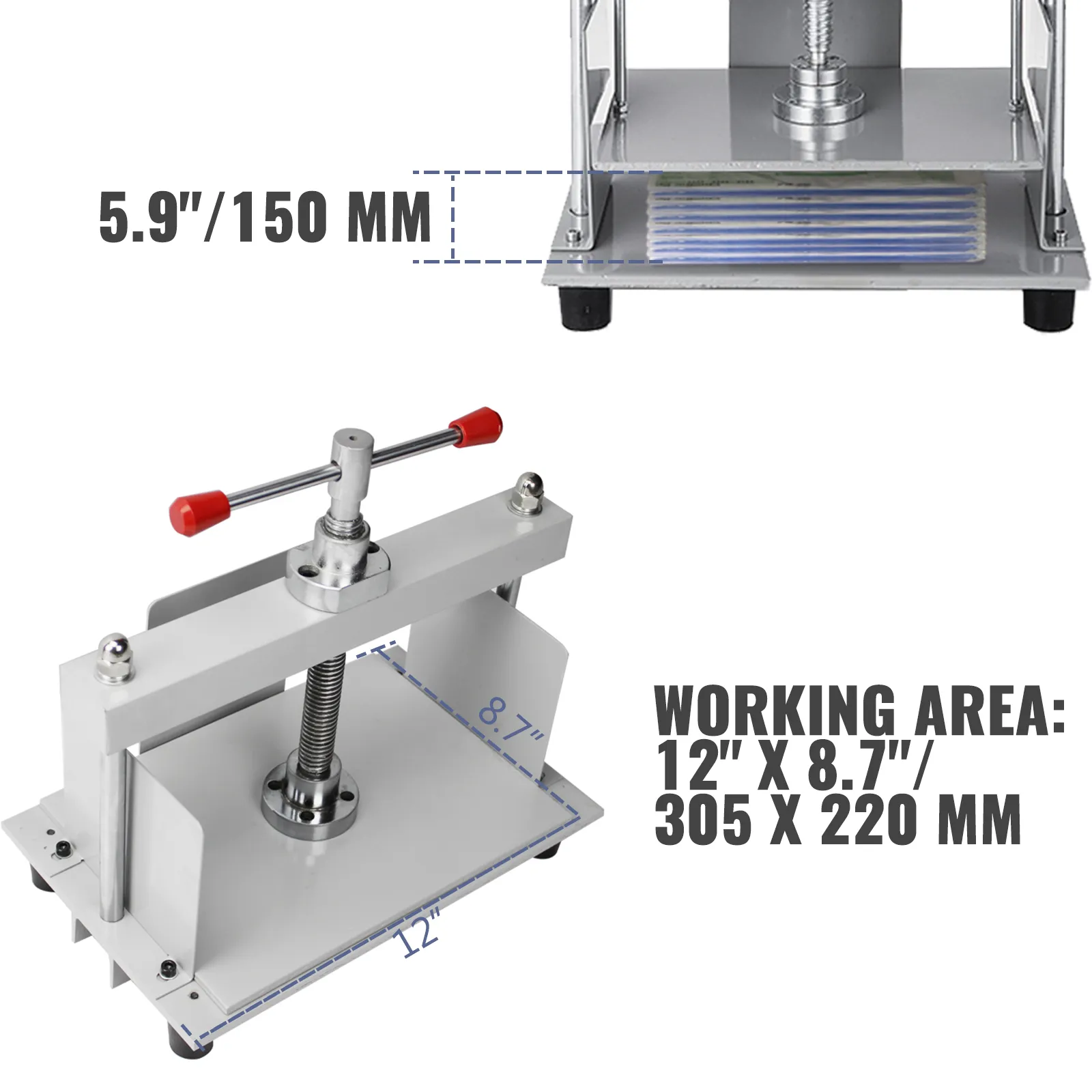 VEVOR manual paper press machine with 12"x8.7"/305x220 mm working area.