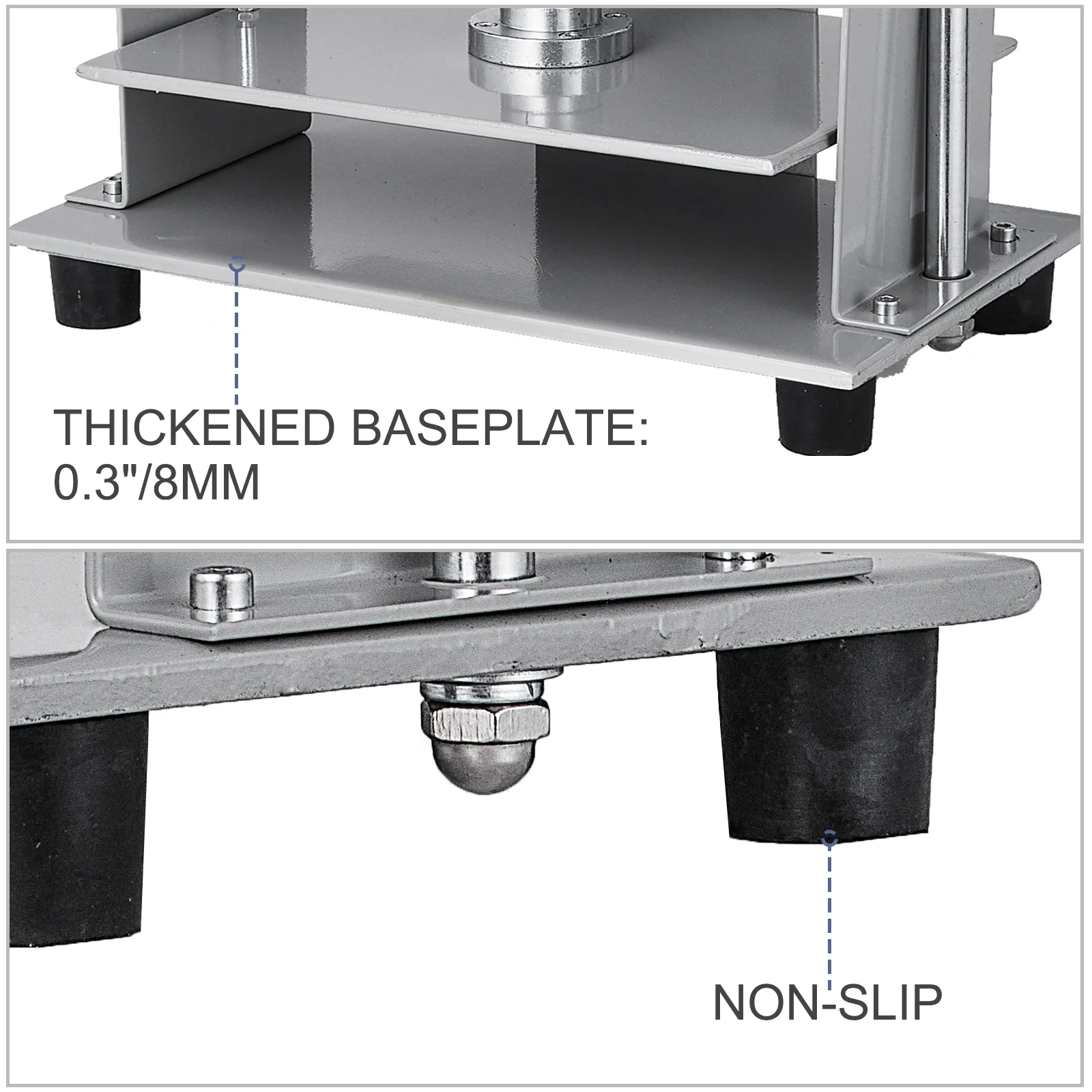 VEVOR manual paper press machine with thickened baseplate and non-slip feet.