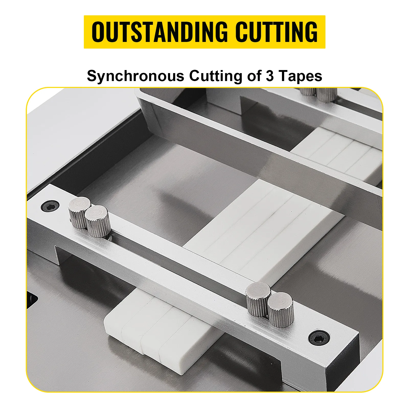 VEVOR heat-shrink tube cutter, synchronous cutting of three white tapes.