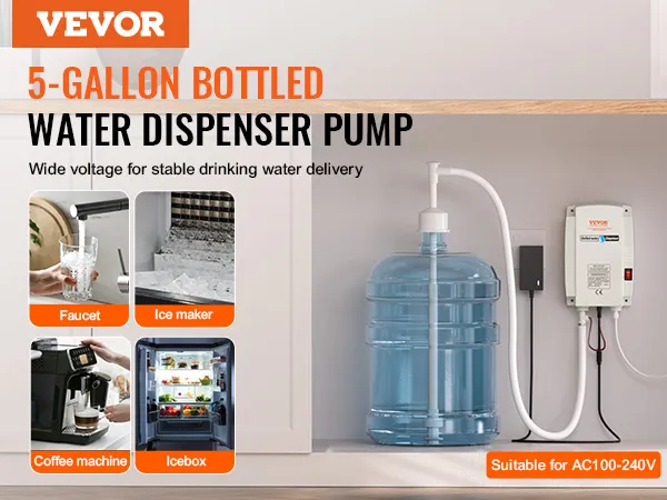 Bomba dispensadora de agua VEVOR con botella de 5 galones para un suministro estable de agua potable.