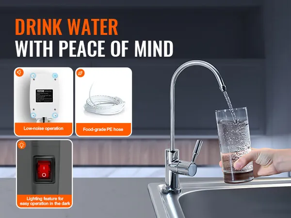 Bomba dispensadora de agua VEVOR con funcionamiento silencioso, manguera de PE de grado alimenticio, interruptor LED.