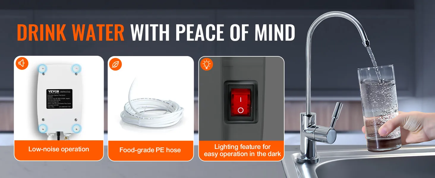 Bomba dispensadora de agua VEVOR con funcionamiento silencioso, manguera de PE de grado alimenticio, interruptor LED.
