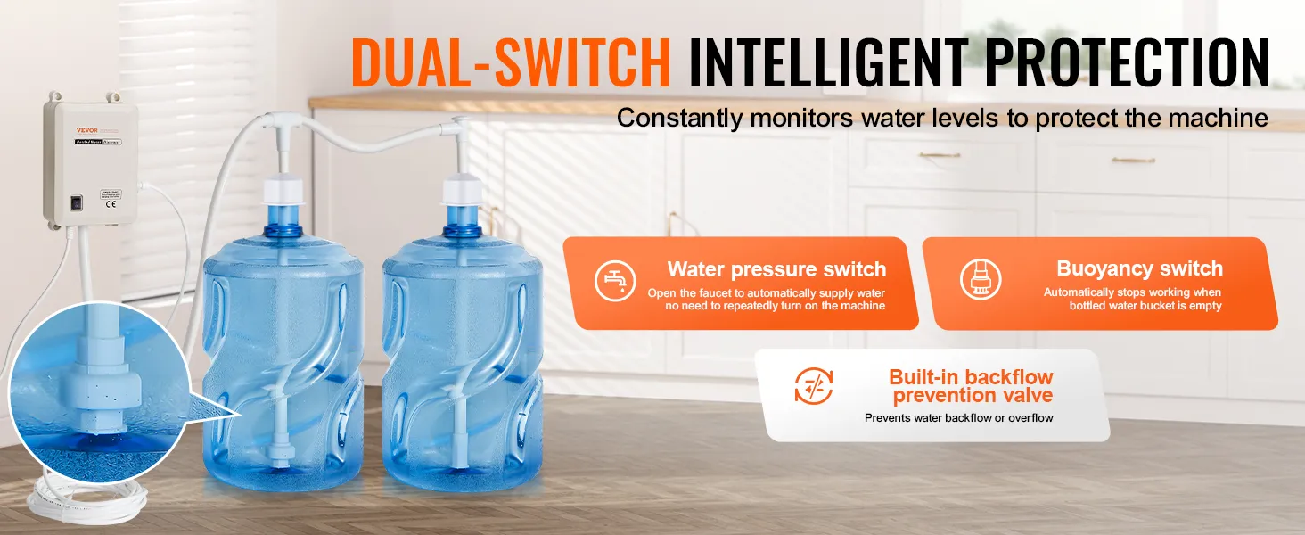 VEVOR-Flaschenwasserspendersystem mit intelligentem Doppelschalterschutz.