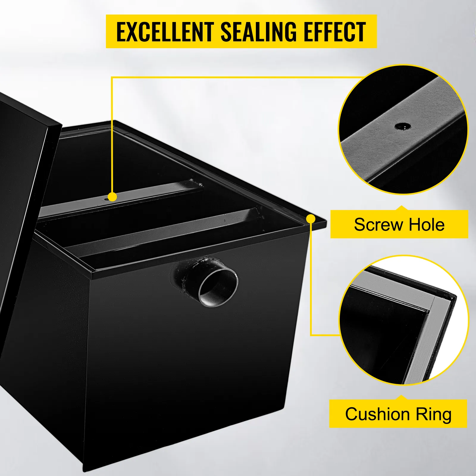 Interceptor de grasa VEVOR con orificio para tornillo y anillo amortiguador para un excelente sellado.