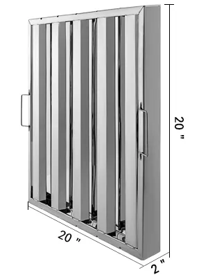 Filtros de campana VEVOR de acero inoxidable, 20"x20"x2", con asas, para ventilación de cocina.
