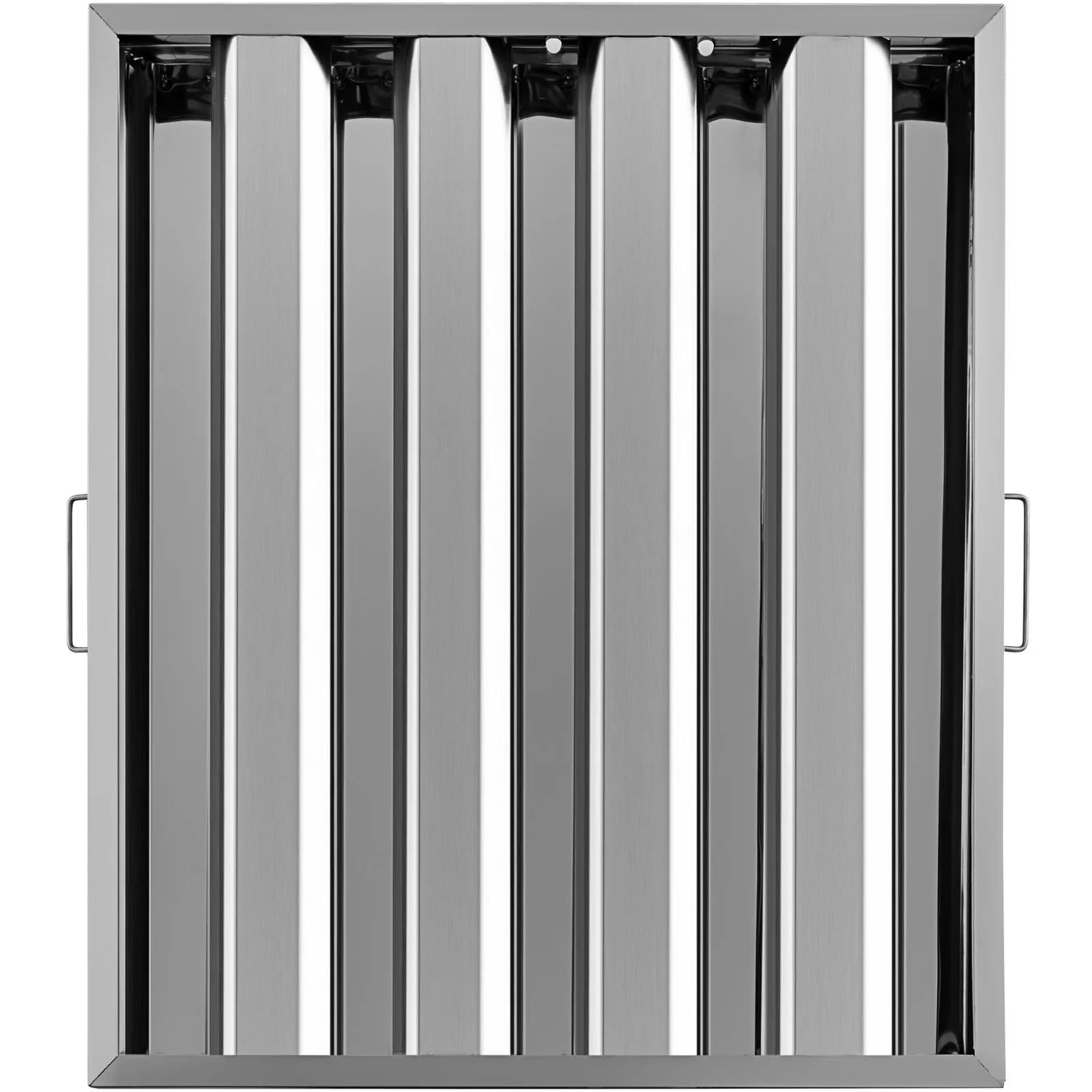 Filtros de campana VEVOR de acero inoxidable con lamas verticales y asas en los laterales.