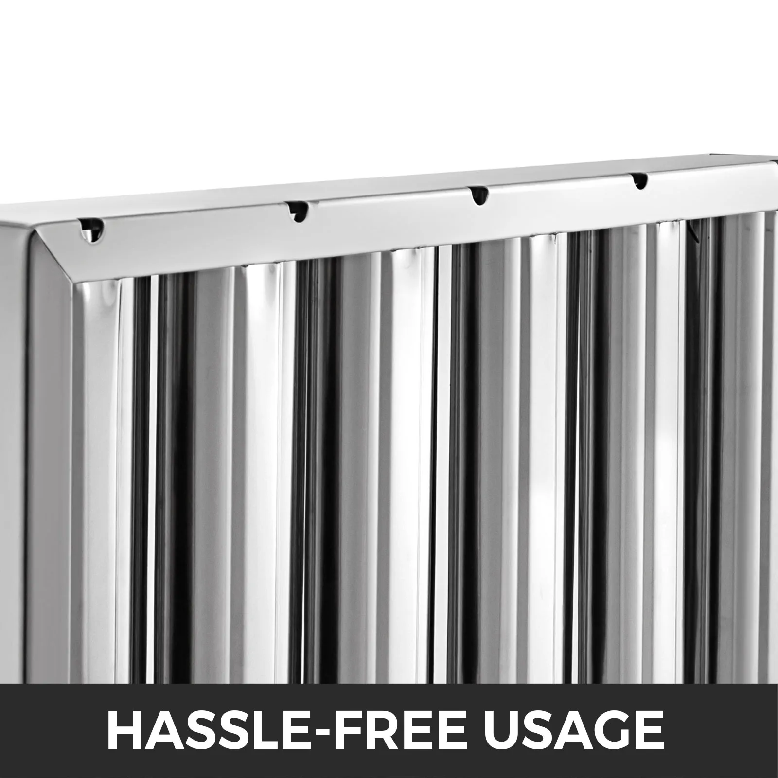 stainless steel VEVOR hood filters with hassle-free usage label.