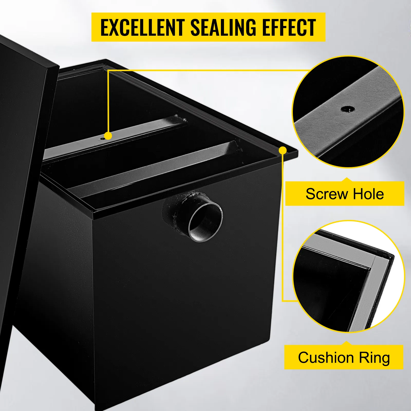 Interceptor de grasa VEVOR con excelente efecto de sellado, orificio para tornillo y anillo de amortiguación.