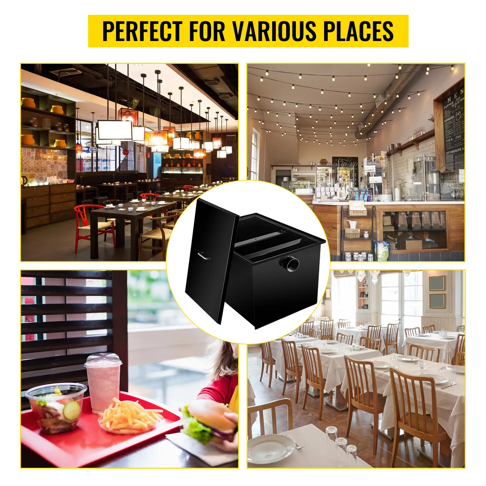 Interceptor de grasa VEVOR para diversos entornos de comedor y cocina.