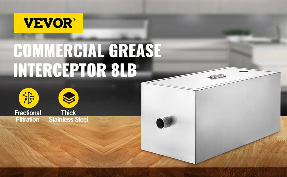 Trampa de grasa comercial VEVOR de 8 lb con filtración fraccionada y acero inoxidable grueso.