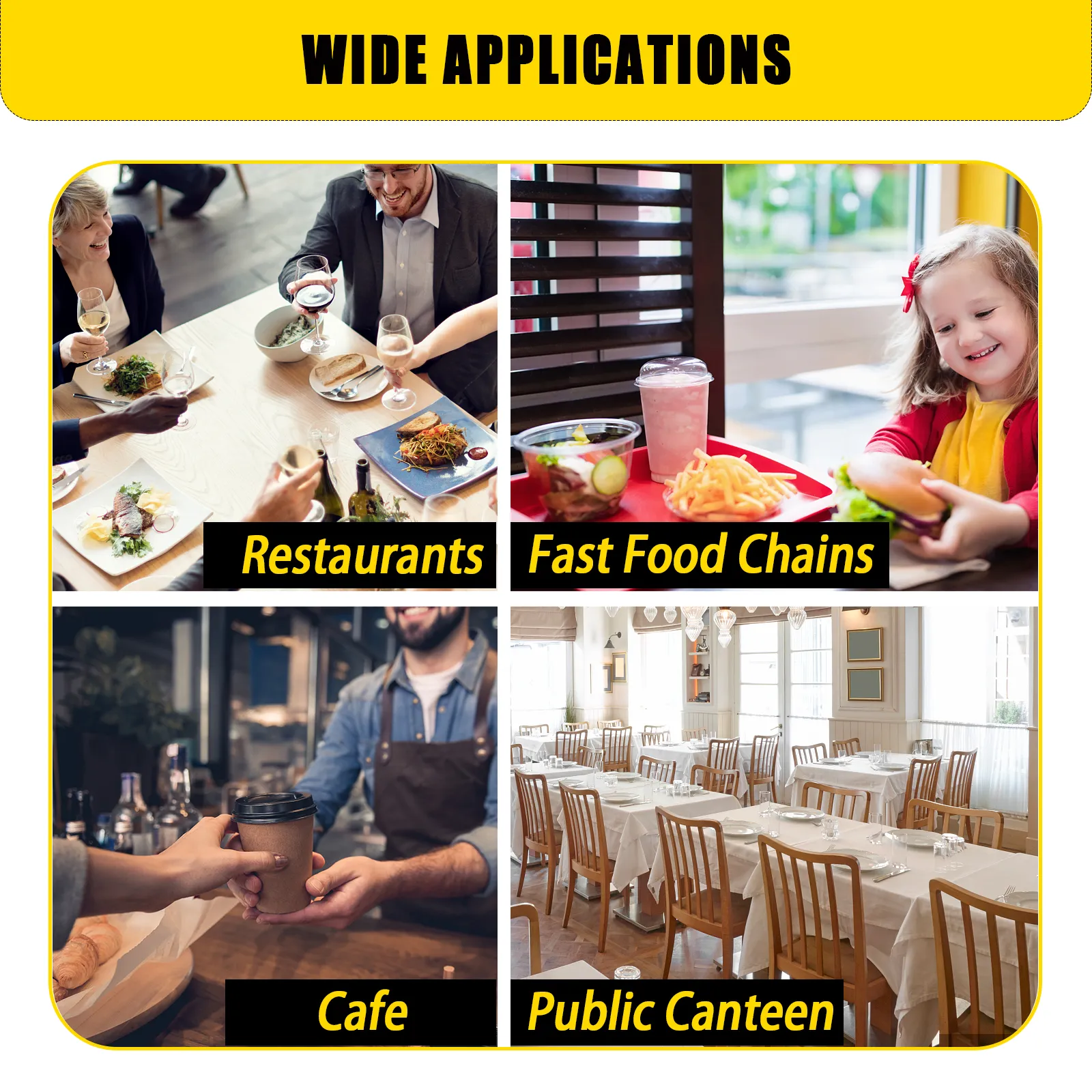 Amplias aplicaciones de la trampa de grasa comercial VEVOR en diversos entornos gastronómicos.