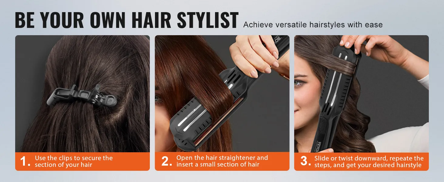 be your own hair stylist with VEVOR hair straightener, achieve versatile hairstyles with ease.