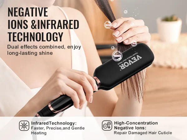 VEVOR stijltang met negatieve ionen en infraroodtechnologie voor glanzend, glad haar.