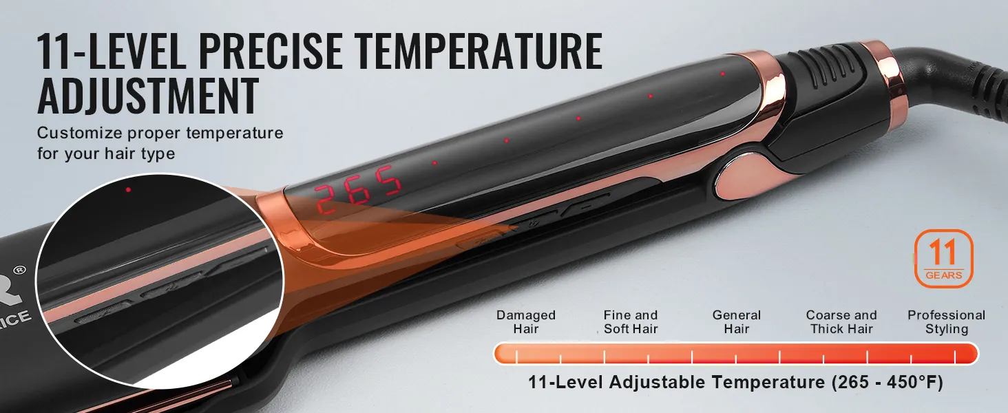 VEVOR stijltang met 11 temperatuurstanden en digitaal display voor nauwkeurige styling.