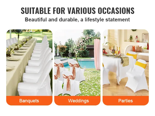 VEVOR spandex stoelhoezen voor feesten, partijen en banketten, combineren elegantie en duurzaamheid.
