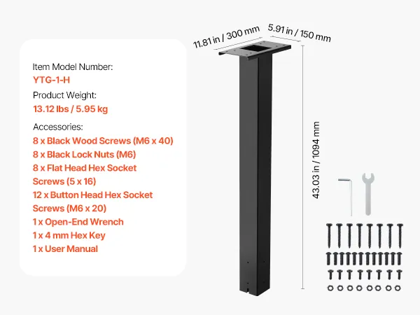 VEVOR Mailbox Post, 43 x 4 x 4 Inches, Steel In-Ground Mounting Mail Box Stand with Universal Plate Bracket, Heavy Duty Metal Post Sleeve Kit for Outside Curbside Residential Use, Powder Coated Black