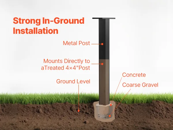 VEVOR Mailbox Post, 43 x 4 x 4 Inches, Steel In-Ground Mounting Mail Box Stand with Universal Plate Bracket, Heavy Duty Metal Post Sleeve Kit for Outside Curbside Residential Use, Powder Coated Black