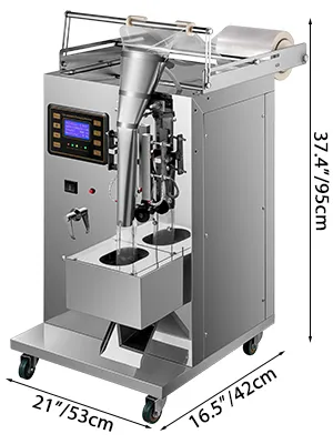 Máquina selladora de líquidos VEVOR, acero inoxidable, pantalla digital, móvil sobre ruedas.