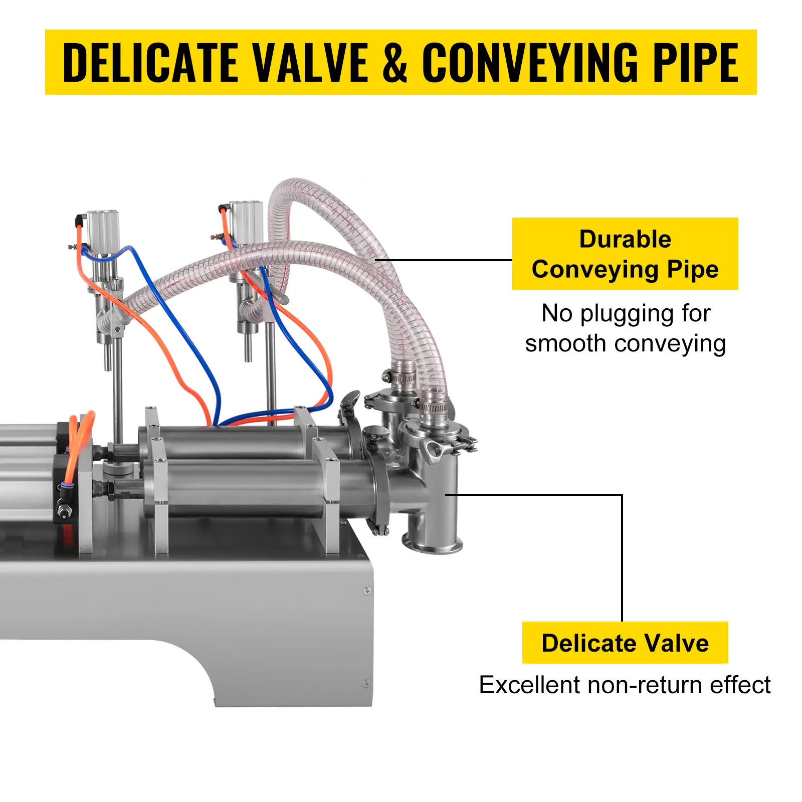 Máquina llenadora de líquidos VEVOR con tubería duradera y válvula delicada para un transporte suave.
