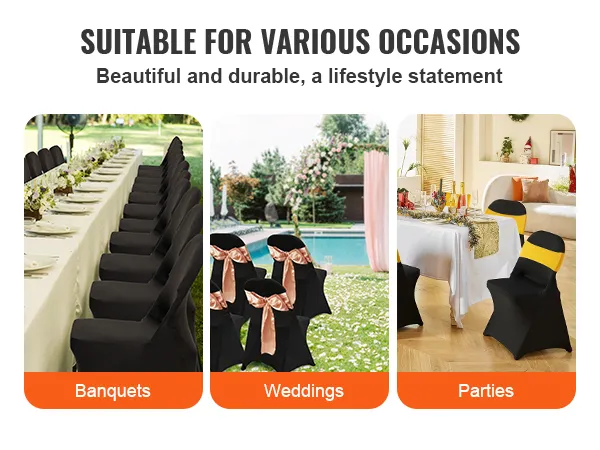 Bankette, Hochzeiten und Partys, bei denen VEVOR-Stuhlhussen in elegantem und dekorativem Ambiente zur Geltung kommen.