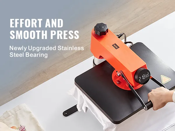 Müheloses Pressen mit der VEVOR-Heißpressmaschine mit Edelstahllager und ergonomischem Griff.