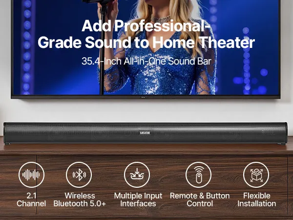 Barre De Son, Barre De Son Pour Smart TV, Haut-parleurs Bluetooth TV De 40,6 Cm Avec Entrées