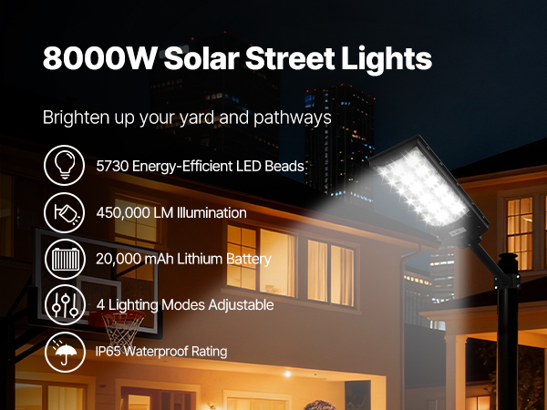 VEVOR 8000W Solar Street Light – 450000LM, IP65