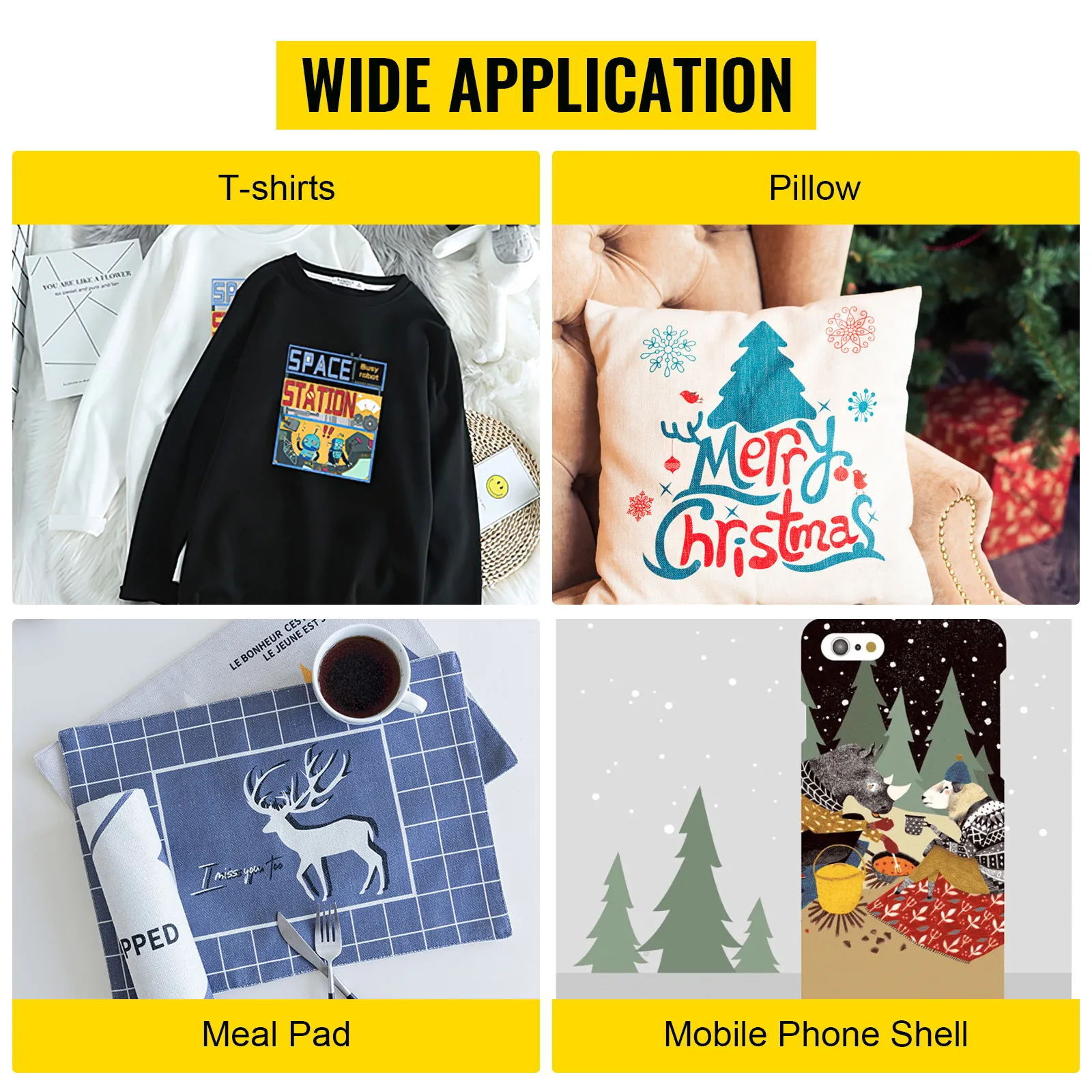 Máquina de prensado térmico VEVOR para camisetas, almohadas, almohadillas para comidas y carcasas de teléfonos móviles.