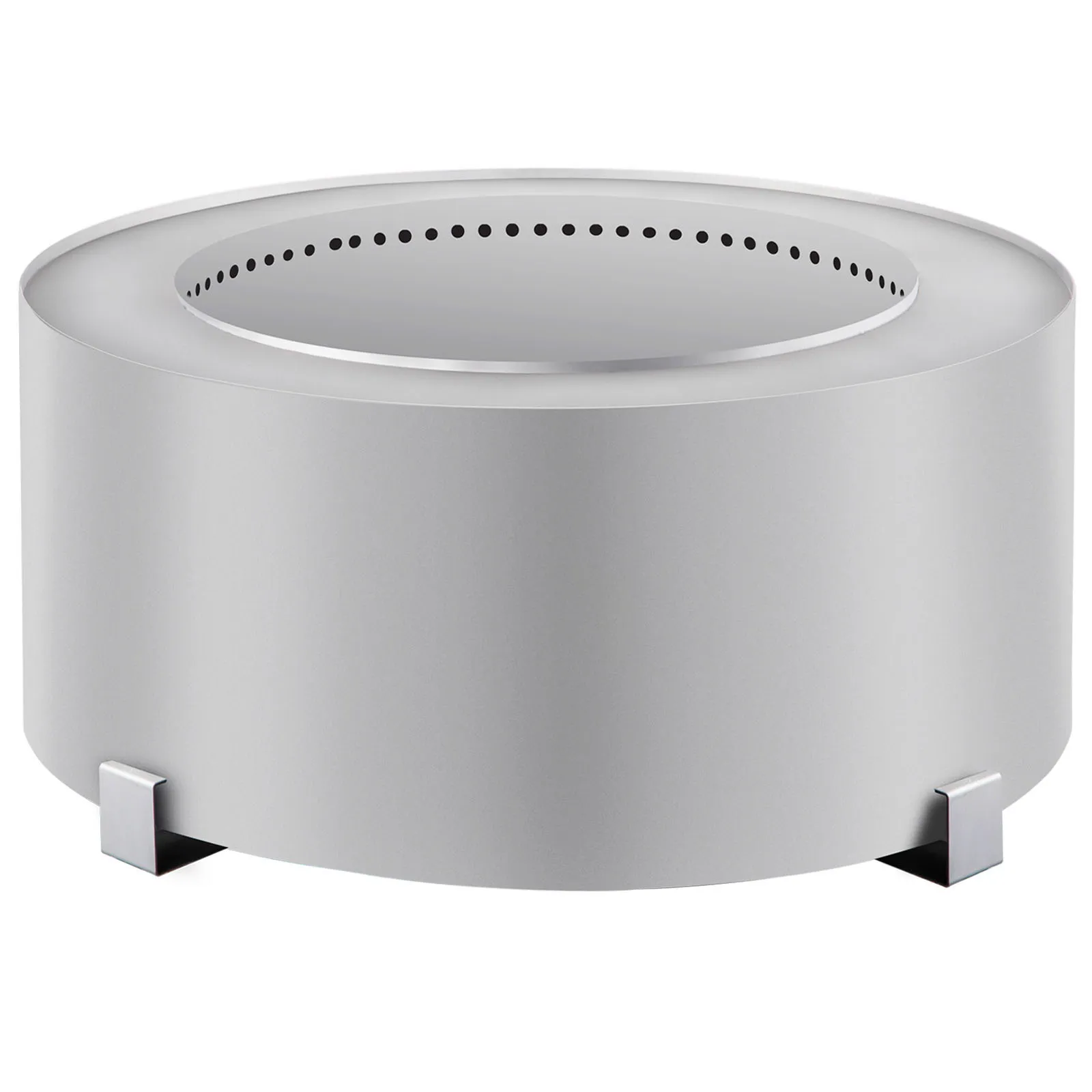 Brasero sin humo VEVOR con elegante diseño metálico y patas de acero elevadas.