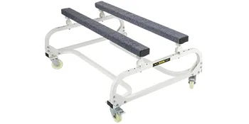 white VEVOR jet ski dolly with padded supports and swivel caster wheels.