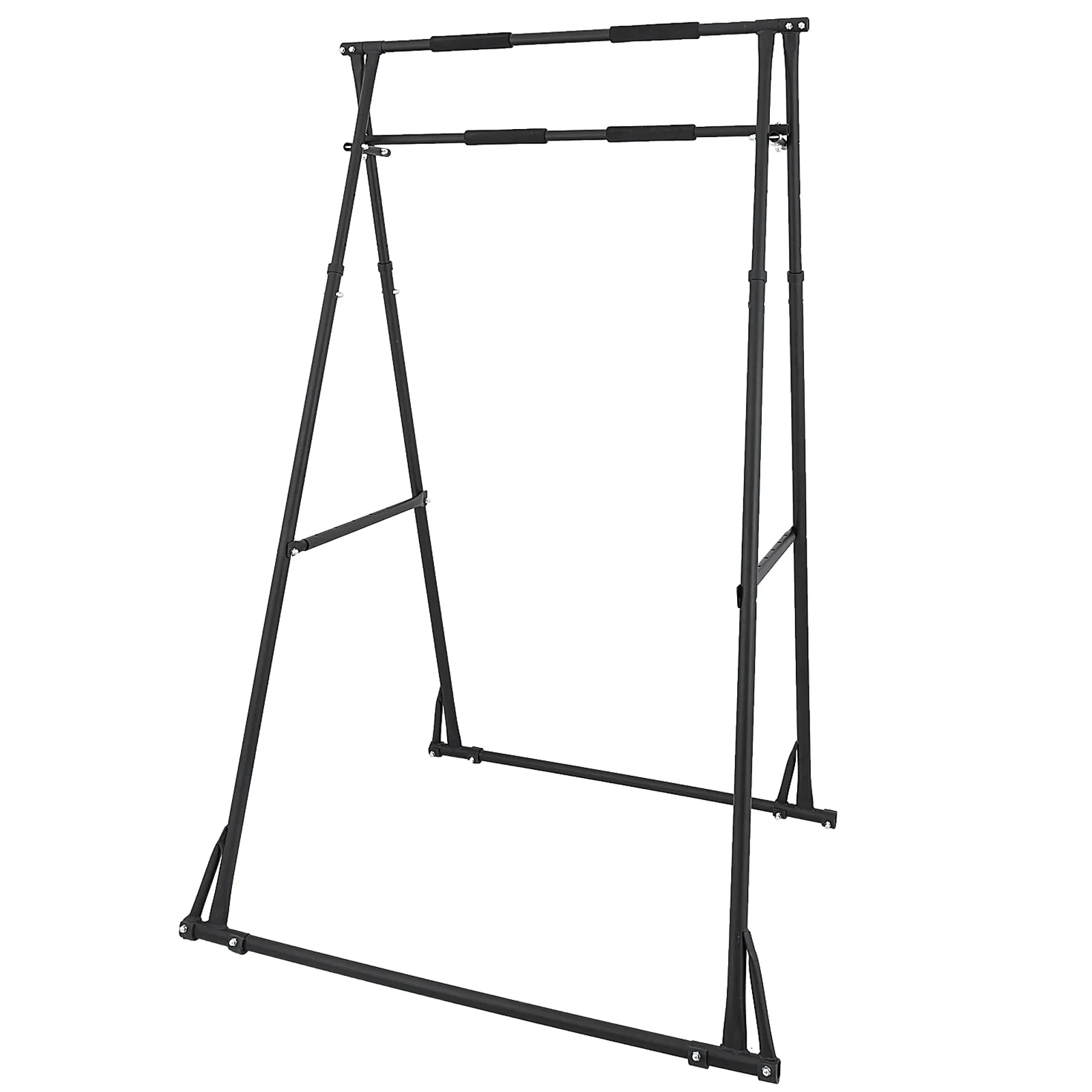 VEVOR pull up bar in black, free-standing with multiple grip positions.