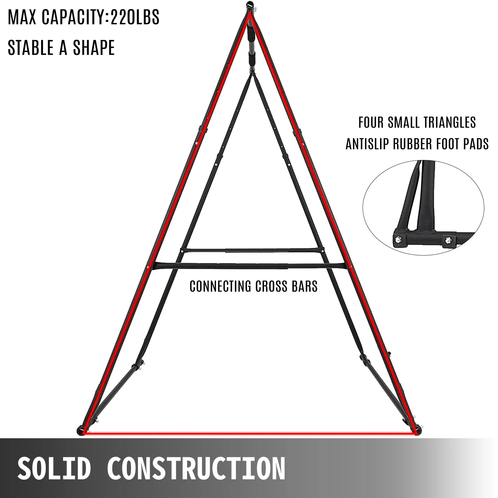 VEVOR pull up bar in a-frame design with antislip rubber foot pads.