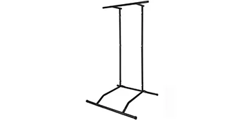 Estación de dominadas y dips VEVOR de acero negro con marco resistente para entrenamientos en el gimnasio en casa.