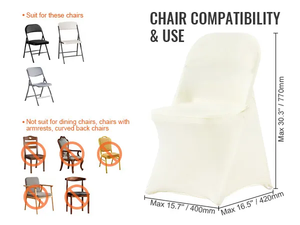 VEVOR Spandex-Klappstuhlbezüge für Standard-Klappstühle; nicht geeignet für Esszimmer- und Armlehnenstühle.