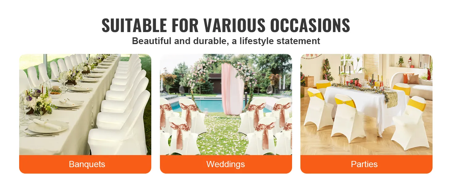 VEVOR-Stuhlhussen aus Spandex für Klappstühle zum Aufstellen auf Banketten, Hochzeiten und Partys.