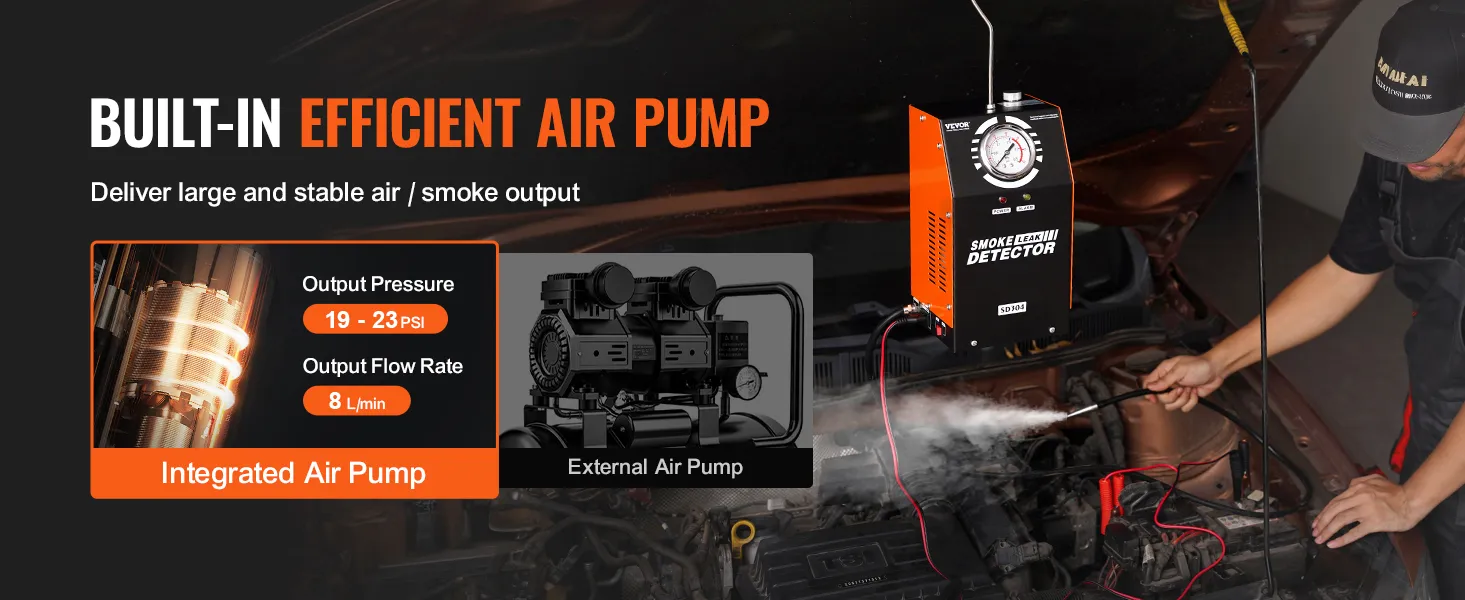 VEVOR Automotive Smoke Machine Leak Detector EVAP Leak Tester Built-in Air Pump