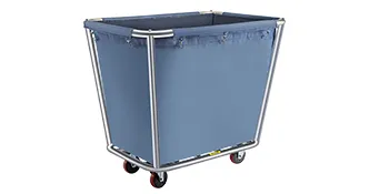 blue VEVOR laundry cart with metal frame on four caster wheels.