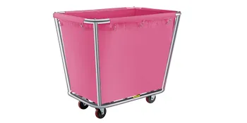pink VEVOR laundry basket with sturdy frame and casters.