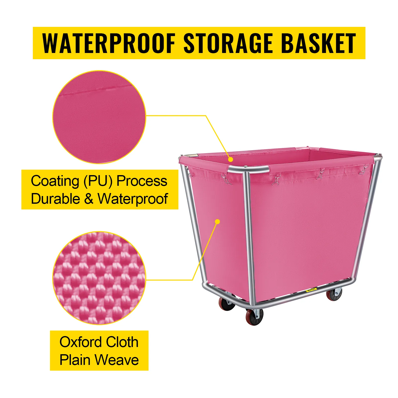 VEVOR laundry basket: pu-coated waterproof oxford cloth, durable and mobile.