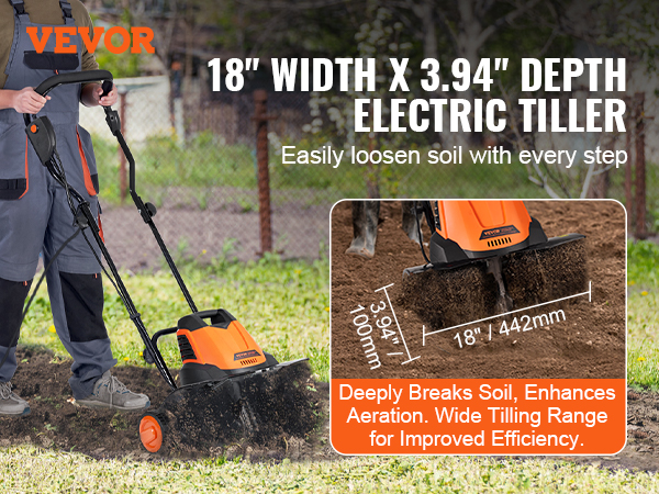 VEVOR 12 Amp Electric Tiller, 18