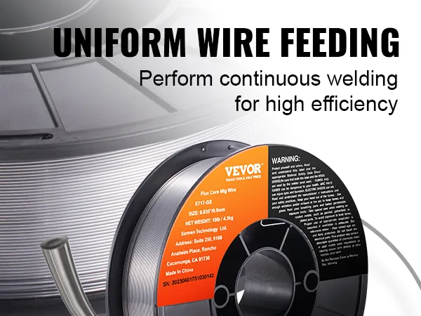 VEVOR mig welding wire for continuous, high-efficiency welding with uniform wire feeding.