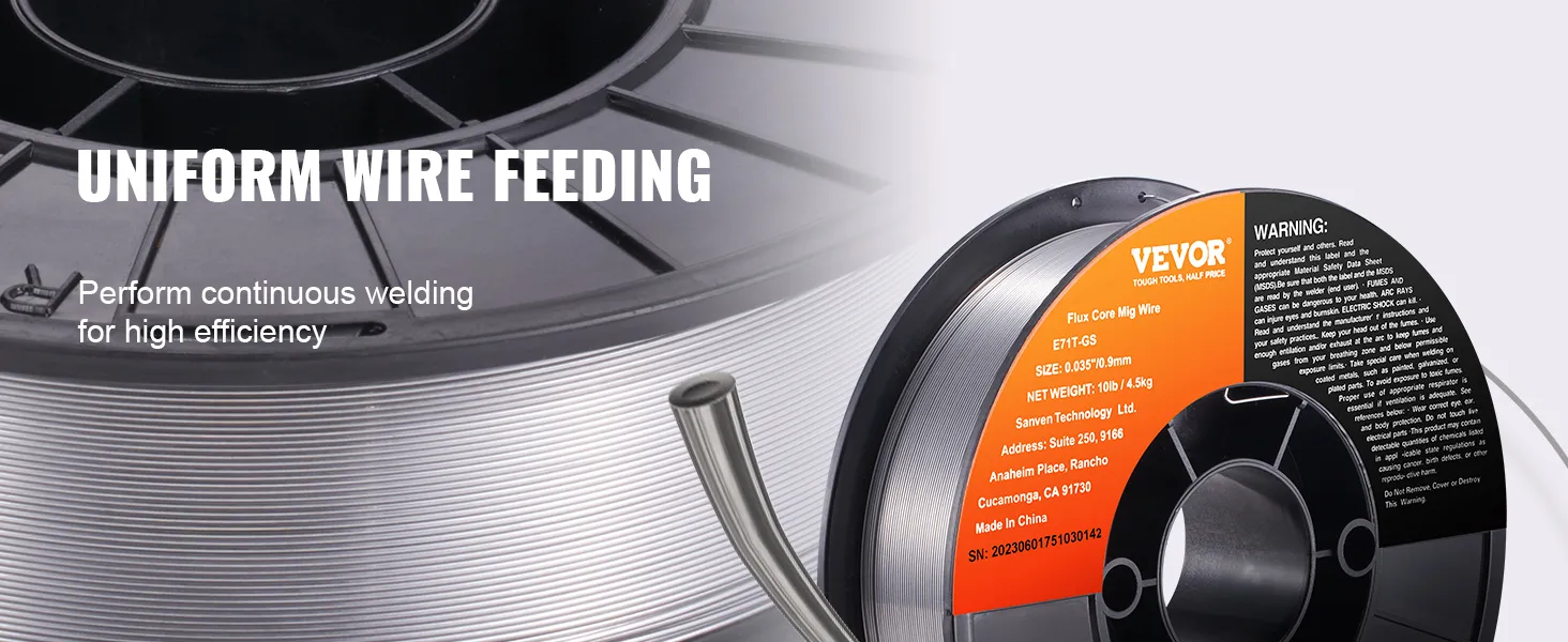 VEVOR mig welding wire for continuous, high-efficiency welding with uniform wire feeding.
