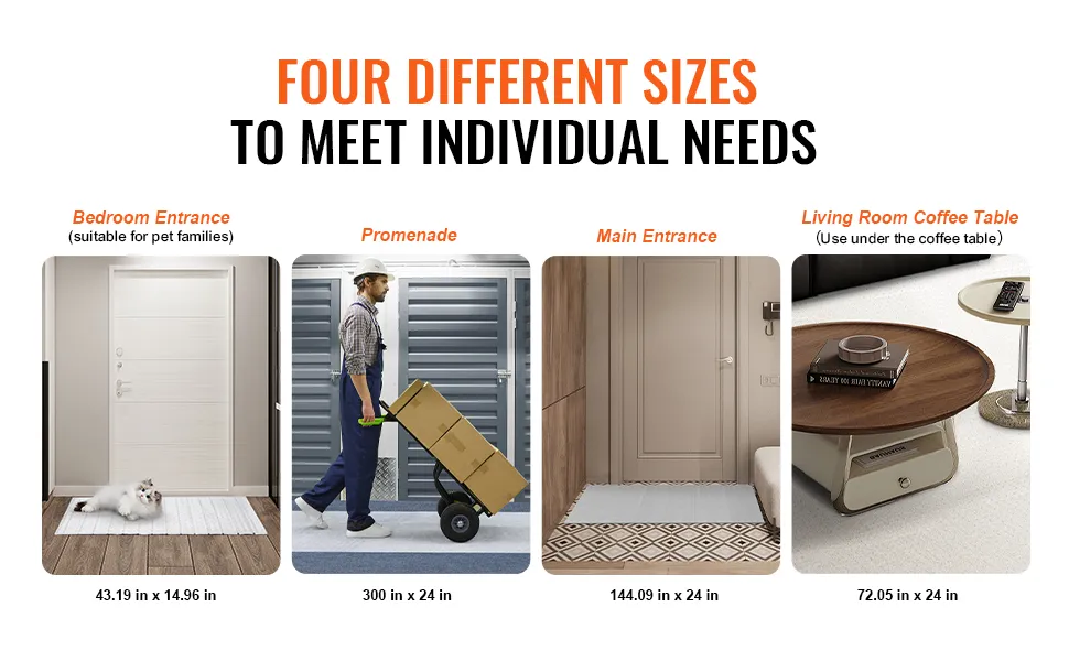 VEVOR carpet protector for pets in various sizes for bedroom, promenade, main entrance, and living room.