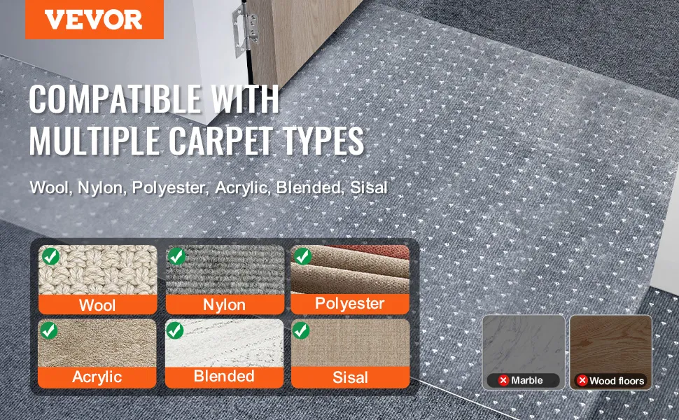 Protettore per tappeti VEVOR compatibile con tappeti in lana, nylon, poliestere, acrilico, misti e sisal.