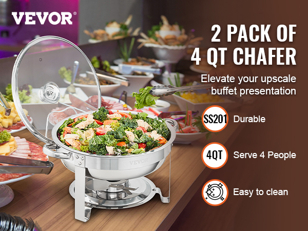 Chauffe-plats Inox 9L 2 Bacs - Avec Couvercle, Pour Buffet, Mariage, événements, Supports Combustibles Inclus - 7