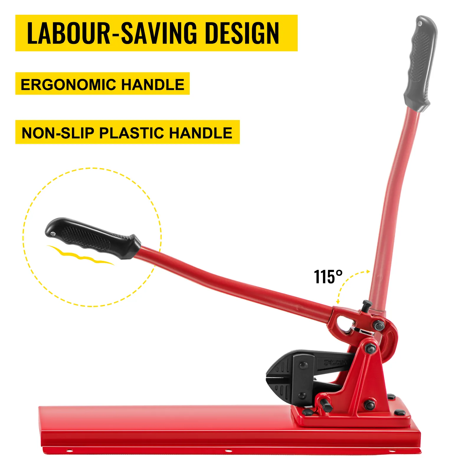 VEVOR-Tisch-Bohrmaschine mit ergonomischen, rutschfesten Kunststoffgriffen für arbeitssparendes Design.