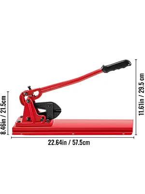 red VEVOR bench swager tool with handle and measurements